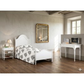 LETTO SINGOLO LEGNO MASSELLO LACCATO BIANCO OPACO QUALITA' VENETA