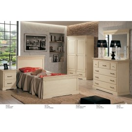 CAMERA DA LETTO COMPLETA LEGNO MASSELLO LETTO COMO' SPECCHIERA COMODINO ARMADIO