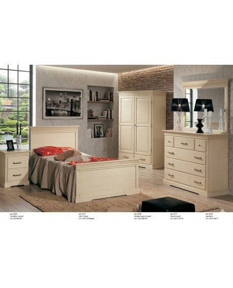 CAMERA DA LETTO COMPLETA LEGNO MASSELLO LETTO COMO' SPECCHIERA COMODINO ARMADIO