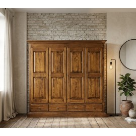 ARMADIO 4 ANTE 4 CASSETTI LEGNO MASSELLO L 234 P 61 H 221