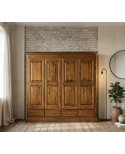 ARMADIO 4 ANTE 4 CASSETTI LEGNO MASSELLO L 234 P 61 H 221