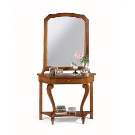 MOBILE CONSOLE IN WOOD MIRROR WITH POOR ART