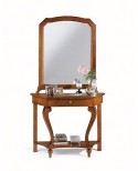 MOBILE CONSOLE IN WOOD MIRROR WITH POOR ART