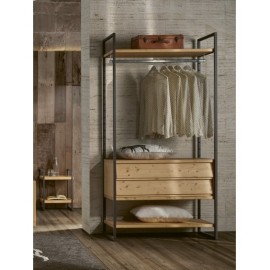 Armadio in legno a giorno con ferri