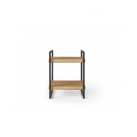 Comodino legno due gambe in ferro