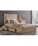 letto in legno imbottito con cassetti 1 piazza e mezzo