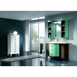 MOBILE BAGNO ARREDO LEGNO MASSELLO ARTIGIANALE LACCATO CON SPECCHIERA