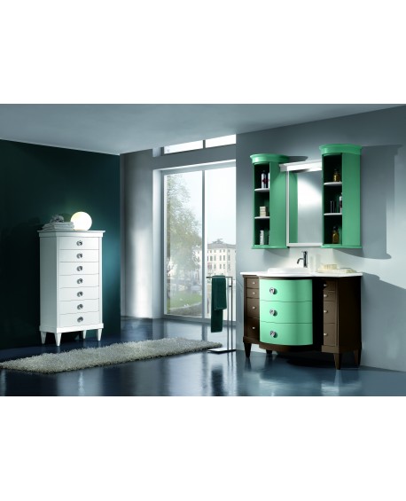 MOBILE BAGNO ARREDO LEGNO MASSELLO ARTIGIANALE LACCATO CON SPECCHIERA