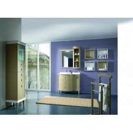 MOBILE BAGNO ARREDO LEGNO MASSELLO ARTIGIANALE LACCATO CON SPECCHIERA