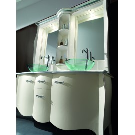 MOBILE BAGNO DOPPIO ARREDO LEGNO MASSELLO ARTIGIANALE LACCATO CON SPECCHIERA