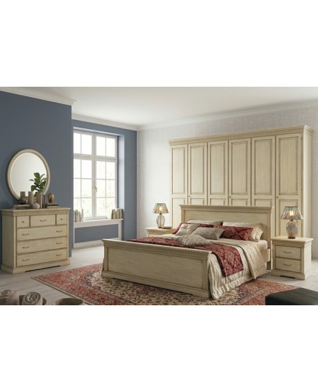 CHAMBRE PLEIN BOIS LIT COMO « MIROIR Chevet