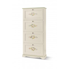 SCARPIERA DECORATA 4 ANTE LACCATO BIANCO E DIPINTA