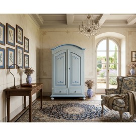 CABINET 2 DOOR MATT WHITE WOOD BLUE WIRE