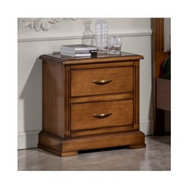 COMODINO 2 CASSETTI L. 53 P. 38 H. 59 IN LEGNO MASSELLO