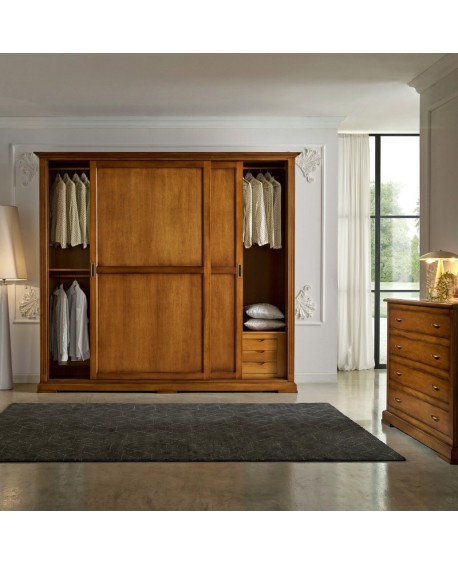 ARMADIO SCORREVOLE L. 273 P. 65 H. 246 IN LEGNO MASSELLO