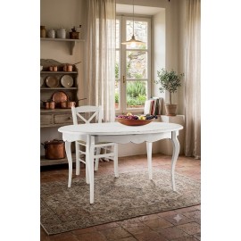 TAVOLO OVALE ALLUNGABILE IN LEGNO BIANCO OPACO