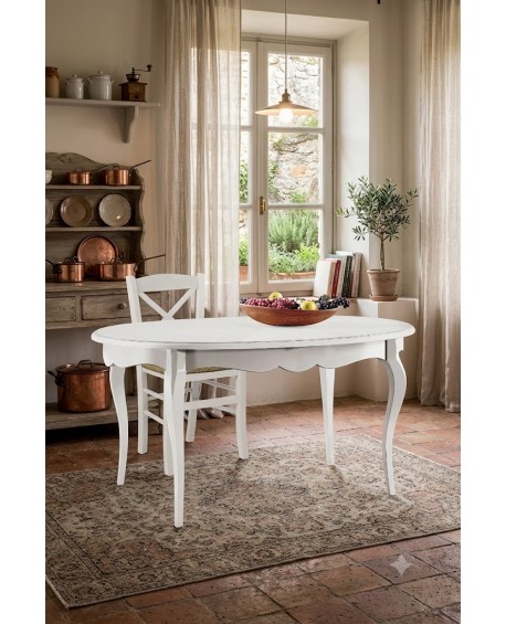 TAVOLO OVALE ALLUNGABILE IN LEGNO BIANCO OPACO
