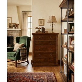 DRAWER CHEST OF WOOD 5 cinquino POOR ART WITH WALNUT VENETA