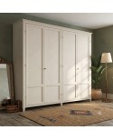 ARMADIO 4 ANTE BATTENTI L. 286 P. 65 H. 255 legno massello con cassettiera interna