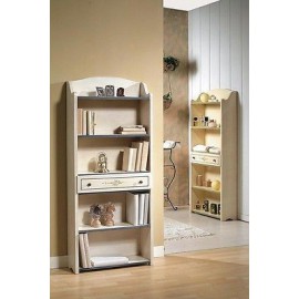 BIBLIOTECA madera lacada en blanco hilo azul