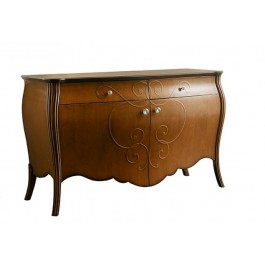 CREDENZA MOBILE LEGNO MASSELLO L.160 P.60 H.98 BOMBATA COLORE NOCE VARI COLORI