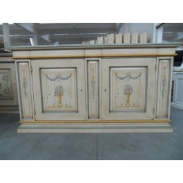 CREDENZA DECORATA COME FOTO BIANCO ANTICATO CON DECORI LEGNO MASSELLO