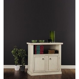 MOBILE TV CABINET DOOR 2 DOOR PAINTED IVORY ANTIQUE