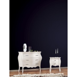 COMO + 2 COMODINI CONVEX WHITE - VARIOUS COLORS PROMOTION - WOOD - ARTISAN VENETO CODLUIS